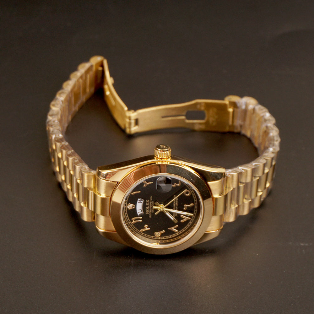 Women Chain Wrist Watch Golden Black R