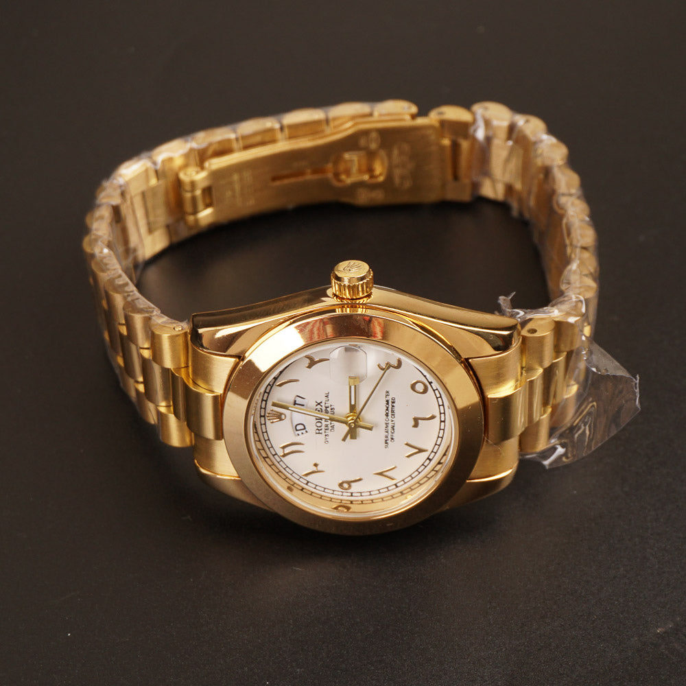Women Chain Wrist Watch Golden White R