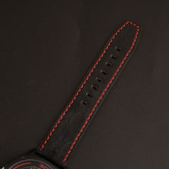 Mens Fancy Watch With Date & Time Black-Red Strap