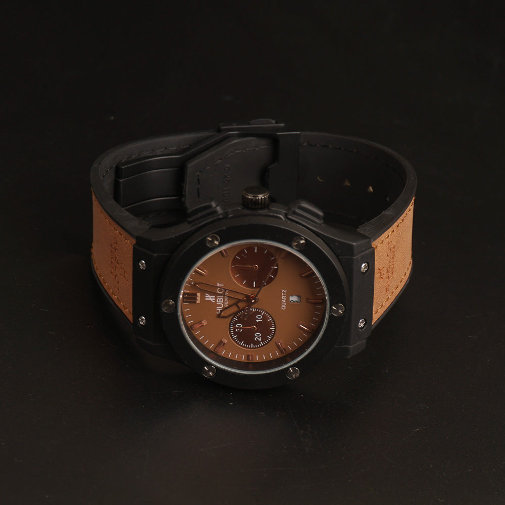 Mens Wrist Watch Brown Design HB