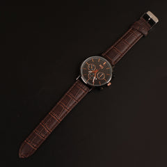 Brown Strap Black Dial Fashion Wrist Watch