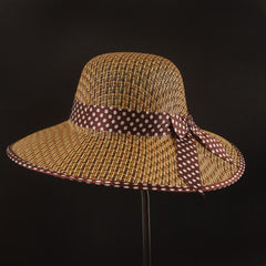 Brown Ribbon Cowboy Spring Summer Wide Brim Beach Hat