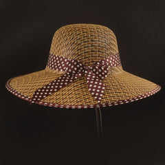 Brown Ribbon Cowboy Spring Summer Wide Brim Beach Hat
