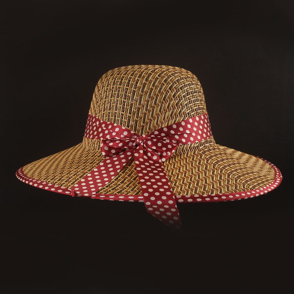 Maroon Ribbon Cowboy Spring Summer Wide Brim Beach Hat