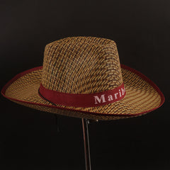 Maroon Ribbon Cowboy Spring Summer Beach Hat