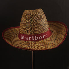 Maroon Ribbon Cowboy Spring Summer Beach Hat