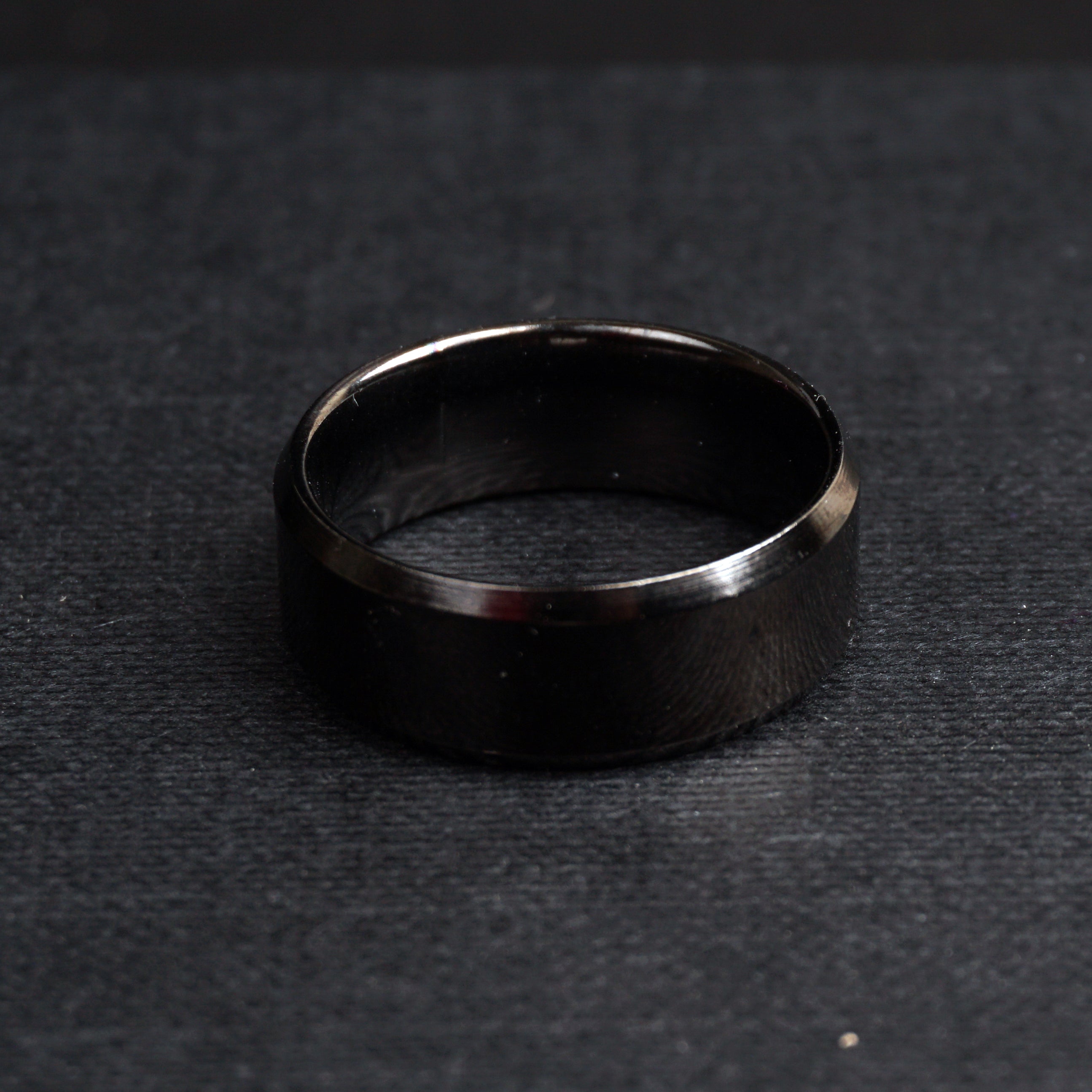Black Round Titanium Ring