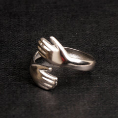 Stainless Steel Rings Hugs Design Silver