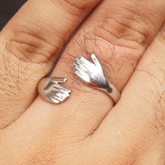 Stainless Steel Rings Hugs Design Silver