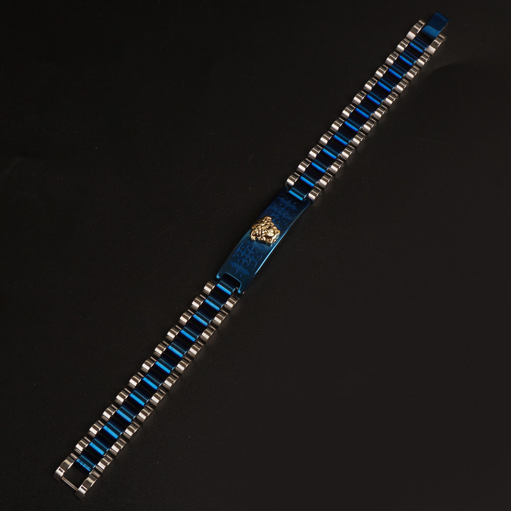 Mens Two Tone Blue Chain Bracelet V