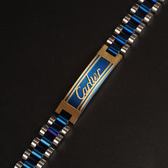 Mens Two Tone Blue Chain Bracelet C