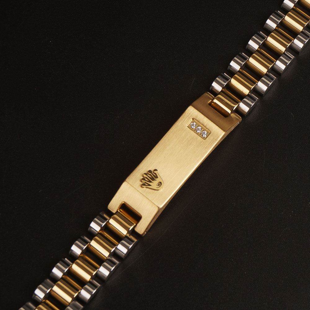 Mens Two Tone Golden Chain Bracelet R