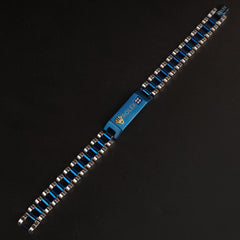 Mens Blue Two Tone Chain Bracelet R