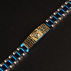 Mens Two Tone Blue Chain Bracelet V