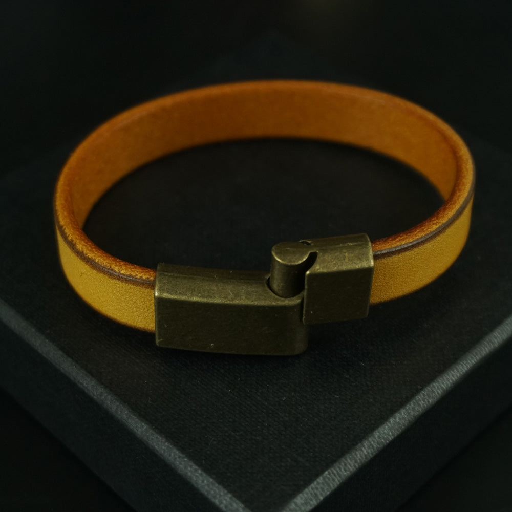 Yellow Leather Magnetic Clasp Bracelet