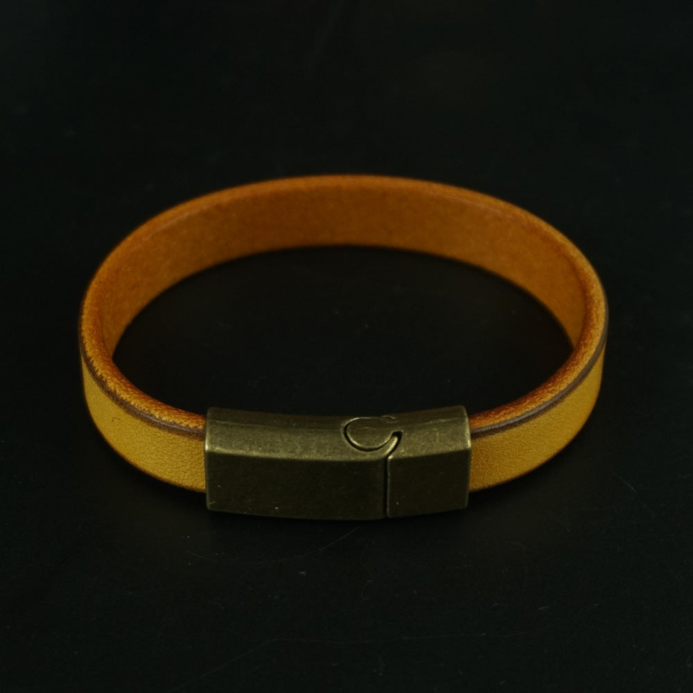 Yellow Leather Magnetic Clasp Bracelet