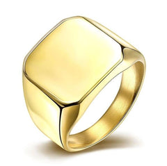 Golden Square Titanium Ring