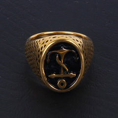 Golden Anchor Style Punk Men's Ring