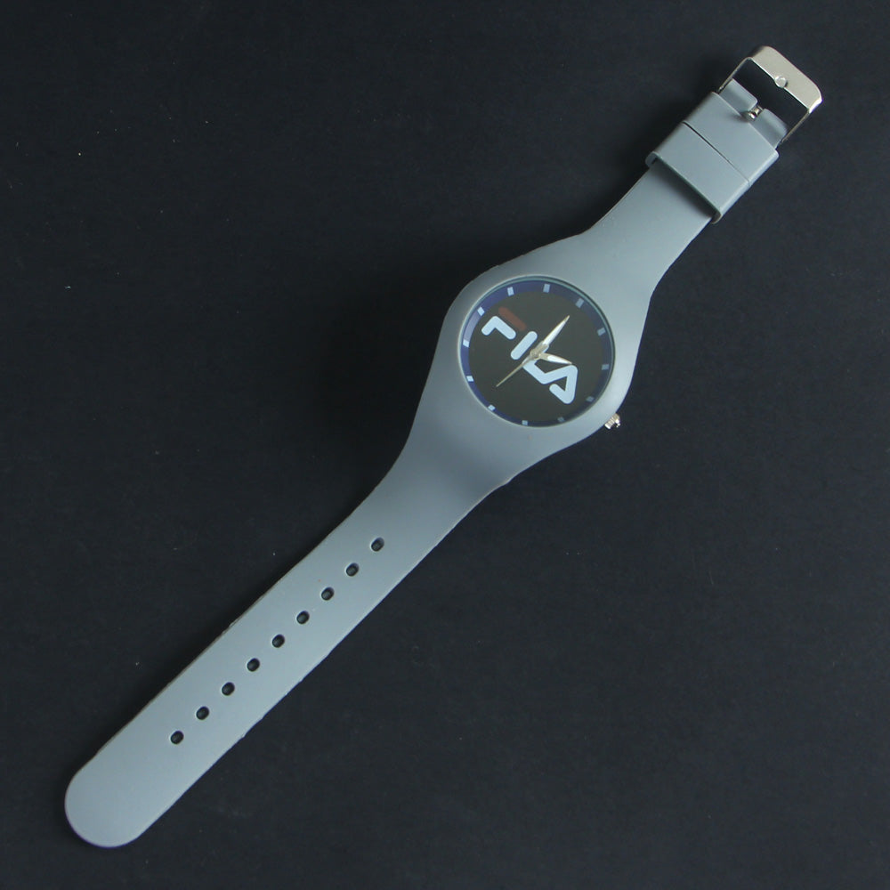 Gray Rubber Strap Black Fashion Dial FM2010 Wrist Watch