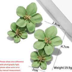 Green Double-layers Flower Women Korean Drop Fashion Earrings