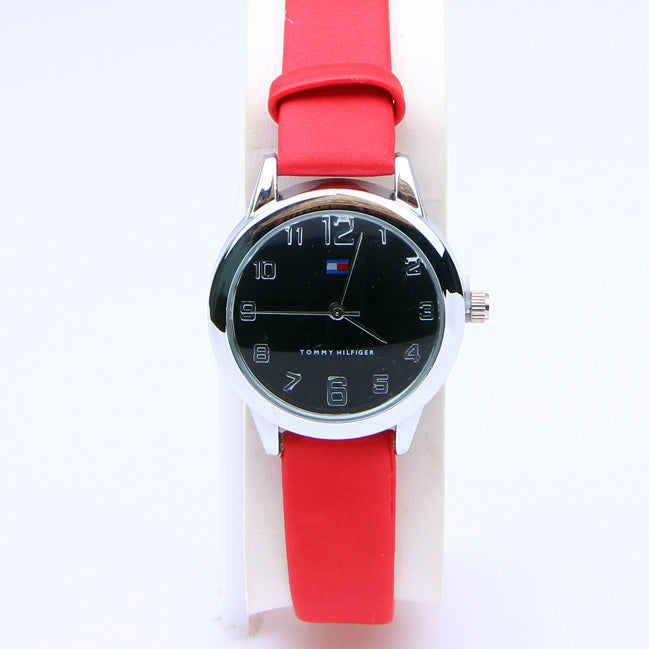 Black Dial Red Strap 1201 Women Wrist Watch