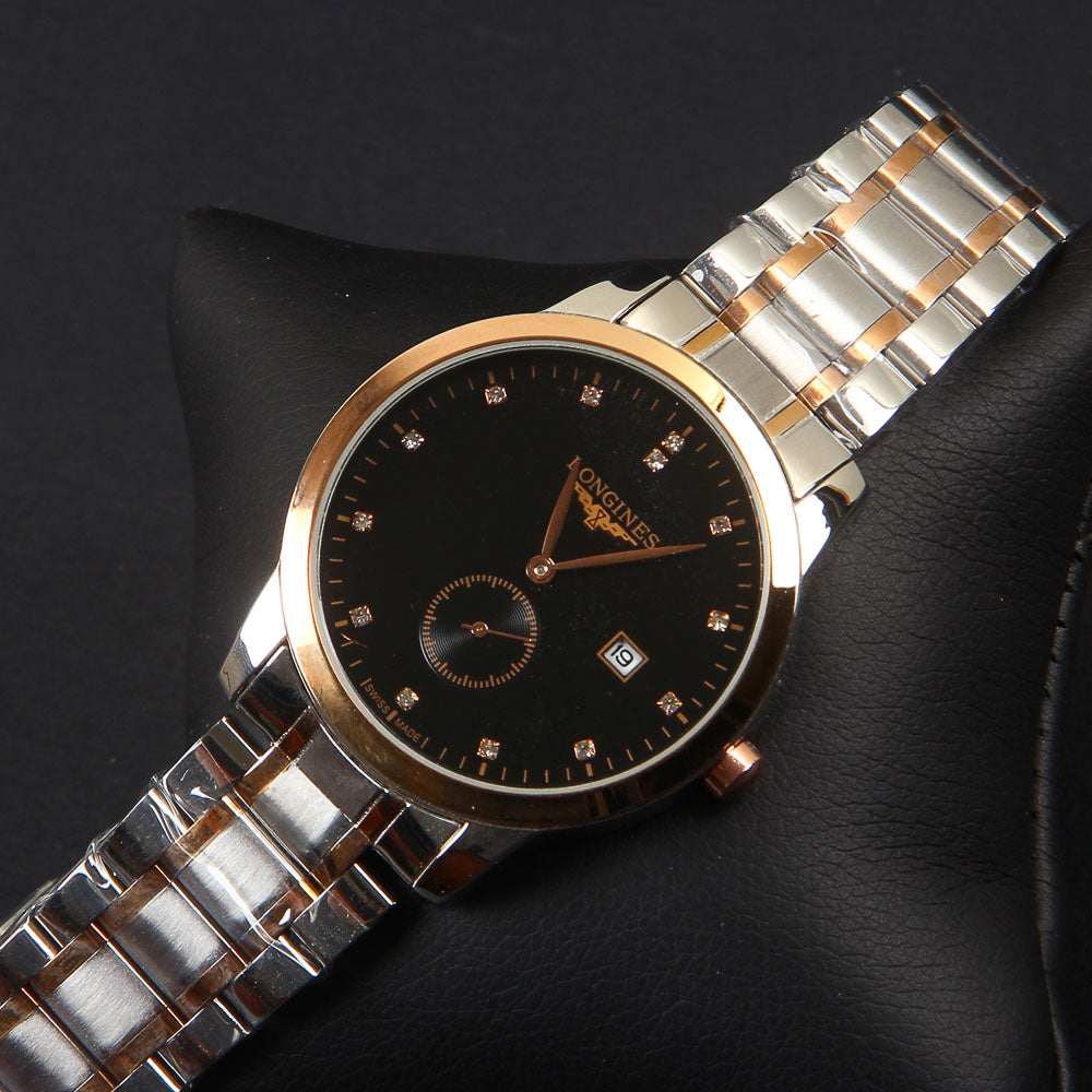 Silver Chain Black Dial 1243 Men's Wrist Watch