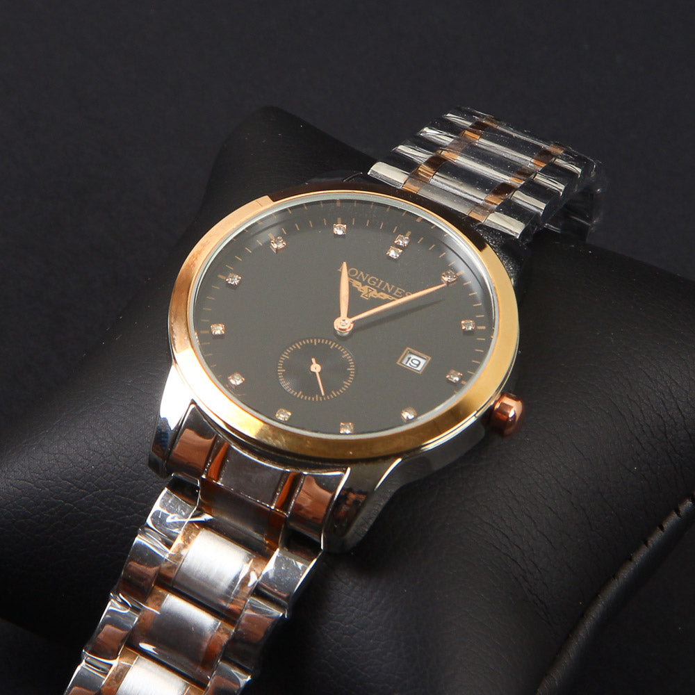 Silver Chain Black Dial 1243 Men's Wrist Watch