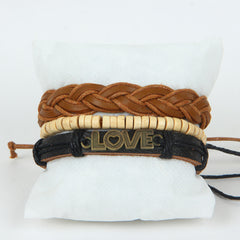 3Pc Set New Casual Love Brown Bracelet