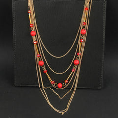 Women Long Chain Necklace Red