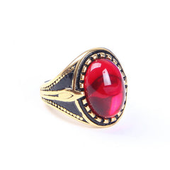 Fancy Red Stone Golden Ring