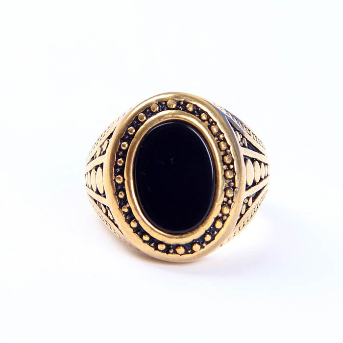 Fancy Black Stone Golden Ring
