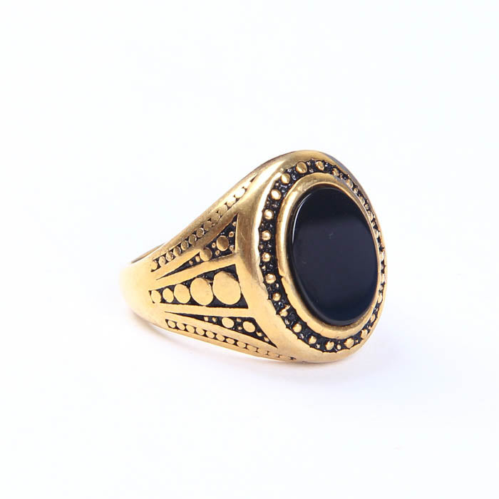 Fancy Black Stone Golden Ring