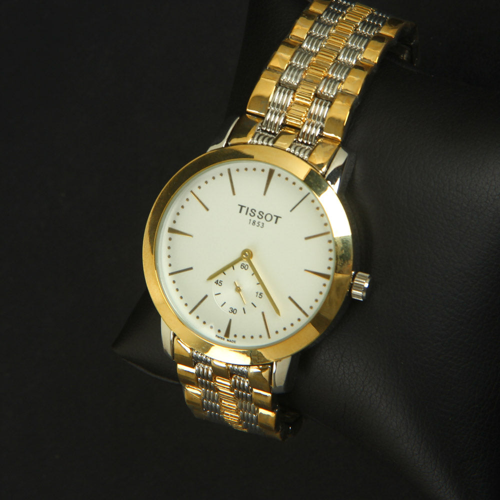 Golden Silver Chain Men's Wrist Watch T