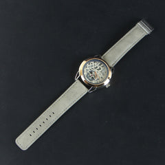 Men's Wrist Watch Silver Rosegold Dial with Grey Strap