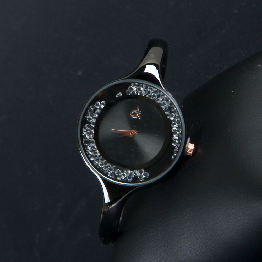 Women's Bracelet Wrist Watch Black Watch With Black Dial