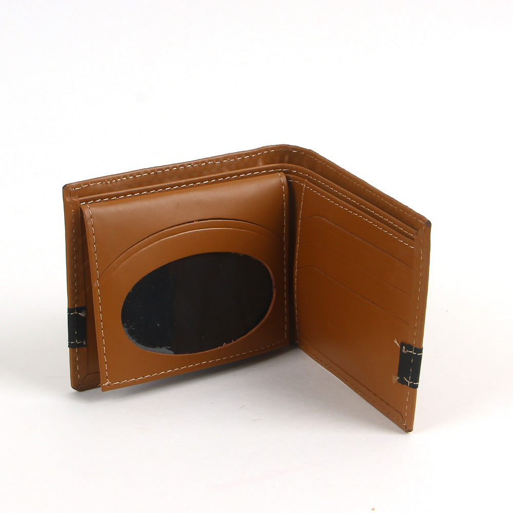 Genuine leather wallet for men beige with black strip