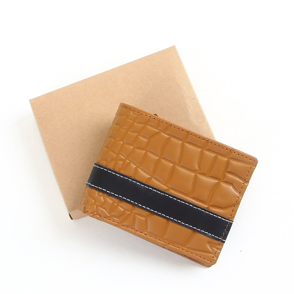 Genuine leather wallet for men beige with black strip