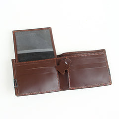 Genuine leather wallet for men brown with black strip