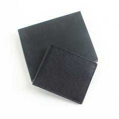 Mens genuine leather bifold slim wallet black