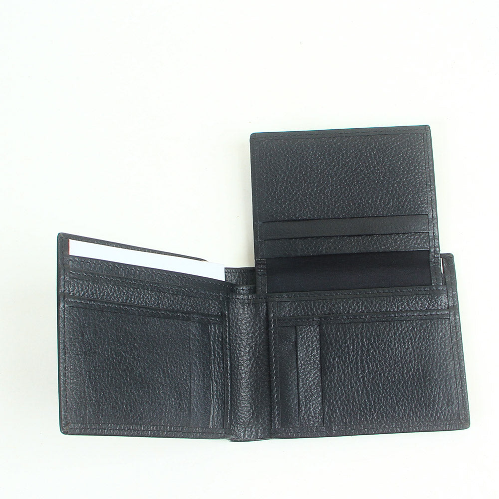 Mens genuine leather bifold slim wallet black