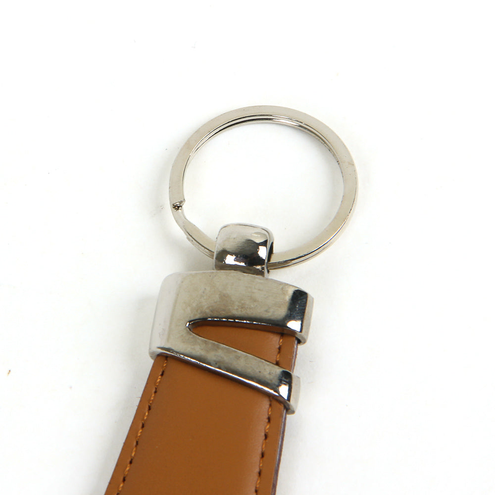 Genuine leather keychain beige