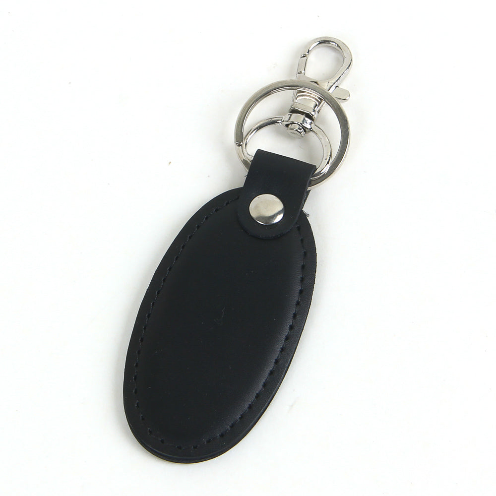 Genuine leather keychain oval black