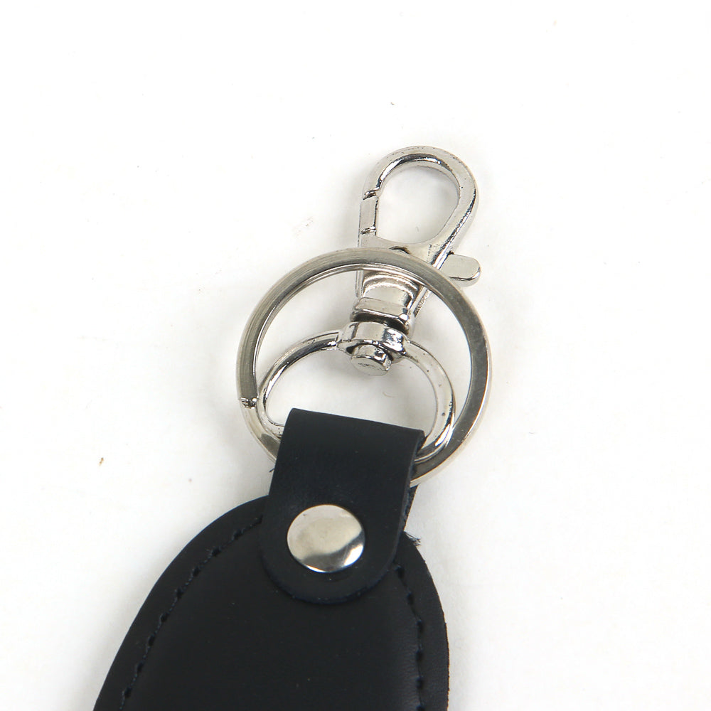 Genuine leather keychain oval black