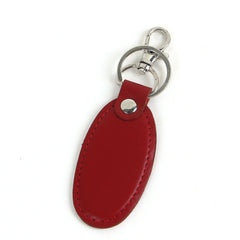 Genuine leather keychain oval red