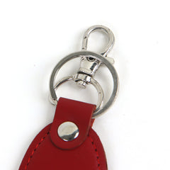 Genuine leather keychain oval red