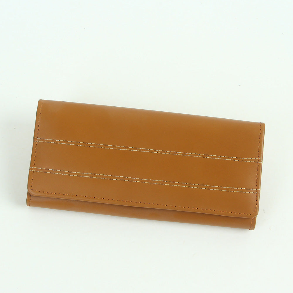 Woman's genuine leather wallet beige with thread design