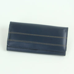 Woman's genuine leather wallet blue with thread design