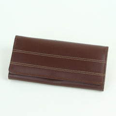 Woman's genuine leather wallet brown with thread design