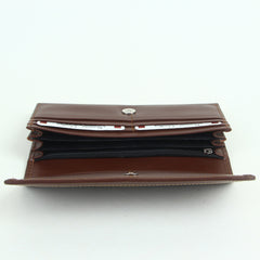 Woman's genuine leather wallet brown with thread design