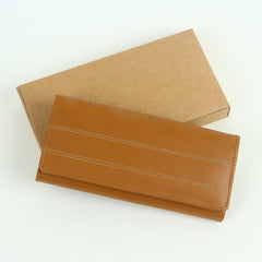 Woman's genuine leather wallet beige with thread design